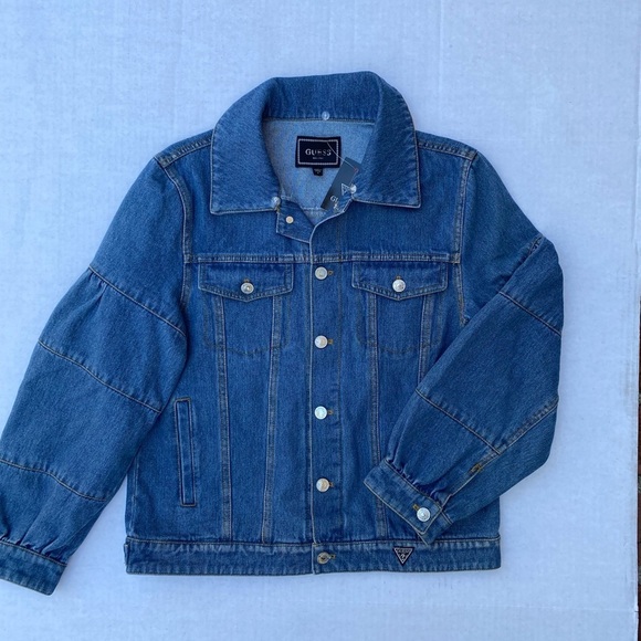 New GUESS Women's Faux-Fur Denim Jacket SZ S - Picture 6 of 7